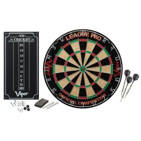 League Pro Sisal Dartboard Starter Kit with Steel Tip Darts & Scoreboard