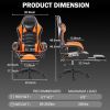 Ergonomic Gaming Chair for Adults, Comfortable Computer Chair for Heavy People, Adjustable Height Office Desk Chair with Wheels, Breathable Leather Vi