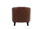 accent Barrel chair living room chair with nailheads and solid wood legs Brown pu leather